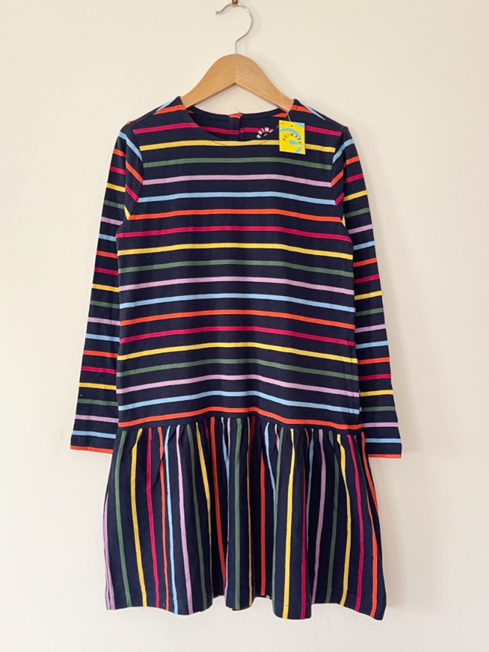 MAISONETTE PRIMARY NWT Rainbow Stripes Drop Waist Twirl Dress